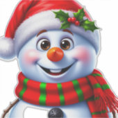 Schneemann mit Weihnachtsmannmütze Aufkleber (Vorderseite)