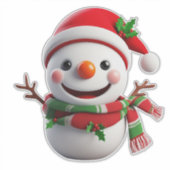 Schneemann mit Weihnachtsmannmütze Aufkleber (Vorderseite)