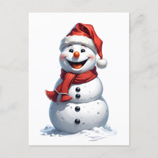 Schneemann mit Weihnachtsmannmütze Postkarte