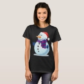 Schneemann mit Weihnachtsmannmütze T-Shirt (Vorne ganz)