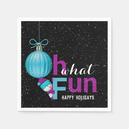 Schneemann mit Weihnachtsschmuck Serviette (Vorderseite)