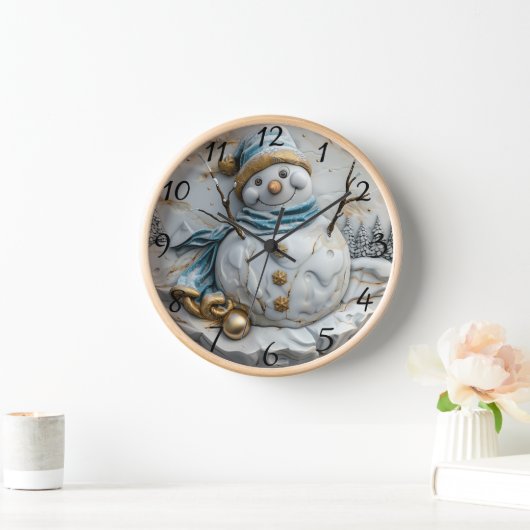 Schneemann mit Weihnachtsschrei Uhr (Zuhause)