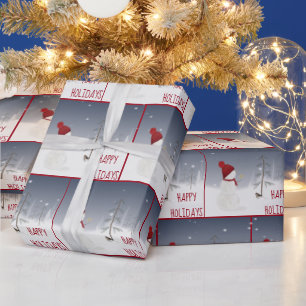 Schneemann mit Weihnachtsstern Geschenkpapier