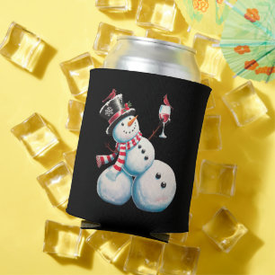Schneemann mit Wein Weihnachten Lustiges Weihnacht Dosenkühler