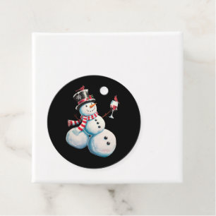 Schneemann mit Wein Weihnachten Lustiges Weihnacht Geschenkanhänger