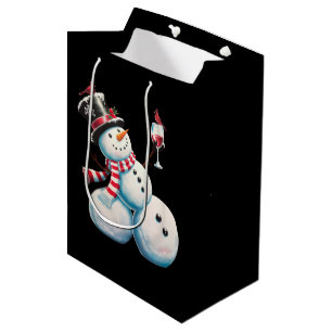 Schneemann mit Wein Weihnachten Lustiges Weihnacht Mittlere Geschenktüte