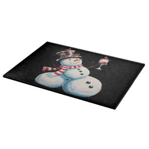 Schneemann mit Wein Weihnachten Lustiges Weihnacht Schneidebrett