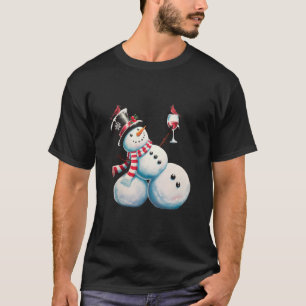 Schneemann mit Wein Weihnachten Lustiges Weihnacht T-Shirt