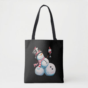 Schneemann mit Wein Weihnachten Lustiges Weihnacht Tasche