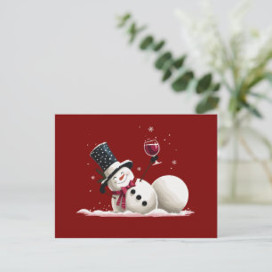 Schneemann mit Wein Weihnachtsgeschenk Xmas-Feiert Feiertagspostkarte