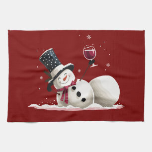 Schneemann mit Wein Weihnachtsgeschenk Xmas Feiert Geschirrtuch