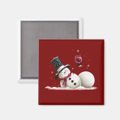 Schneemann mit Wein Weihnachtsgeschenk Xmas Feiert Magnet (Vorderseite/Rückseite)