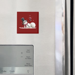 Schneemann mit Wein Weihnachtsgeschenk Xmas Feiert Magnet