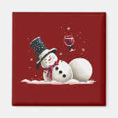 Schneemann mit Wein Weihnachtsgeschenk Xmas Feiert Magnet (Vorne)