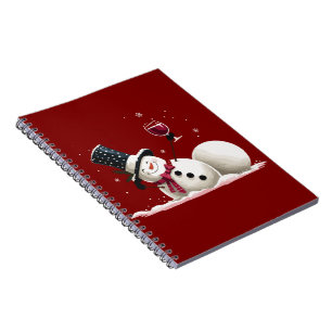 Schneemann mit Wein Weihnachtsgeschenk Xmas Feiert Notizblock