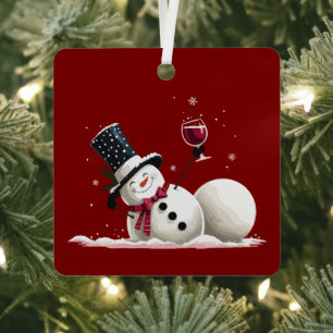 Schneemann mit Wein Weihnachtsgeschenk Xmas-Feiert Ornament Aus Metall
