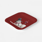 Schneemann mit Wein Weihnachtsgeschenk Xmas Feiert Pappteller (Gewinkelt)