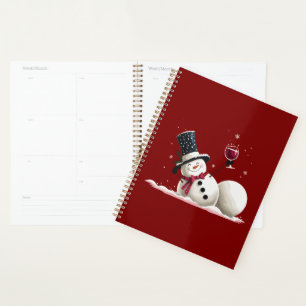 Schneemann mit Wein Weihnachtsgeschenk Xmas Feiert Planer