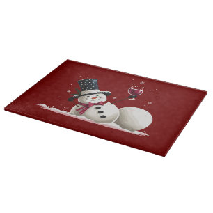Schneemann mit Wein Weihnachtsgeschenk Xmas Feiert Schneidebrett