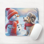 Schneemann mit Welpe Mousepad (Mit Mouse)