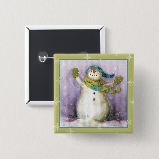 Schneemann mit Winter-Handschuhen Button (Vorne & Hinten)