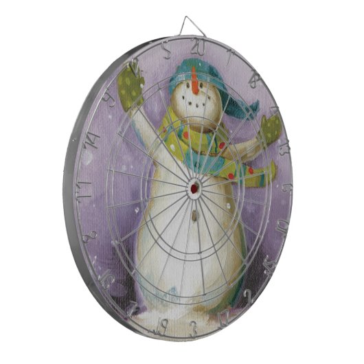 Schneemann mit Winter-Handschuhen Dartscheibe (Vorderseite Links)