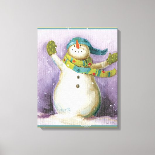 Schneemann mit Winter Mittens Leinwanddruck (Vorderseite)