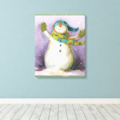 Schneemann mit Winter Mittens Leinwanddruck (Insitu (Holzboden))