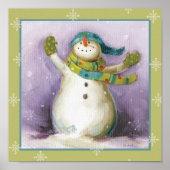 Schneemann mit Winter Mittens Poster (Vorne)