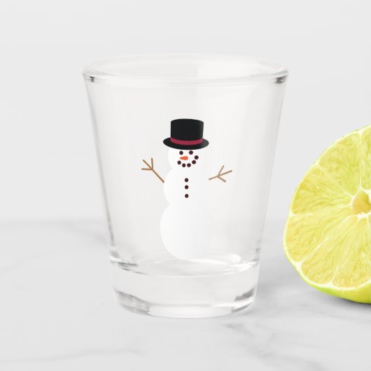 Schneemann mit Zylinder Schnapsglas (Vorderseite)
