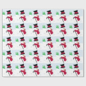 Schneemann mit Zylinder und Spazierstock Geschenkpapier (Flach)