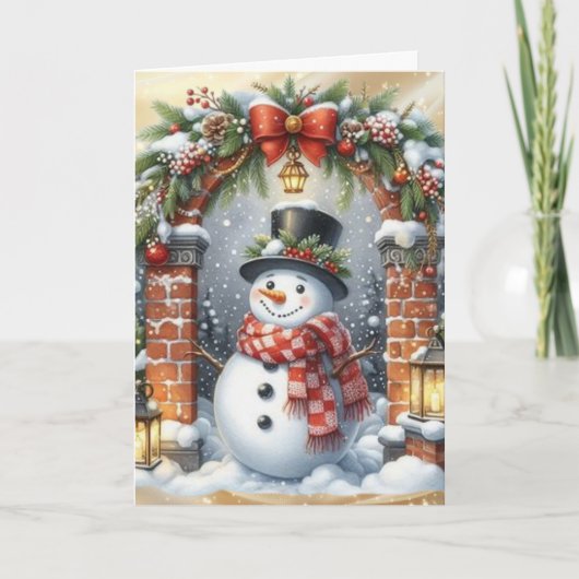 Schneemann mit Zylinder Weihnachten (Vorderseite)
