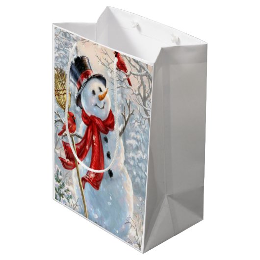 Schneemann Mittlere Geschenktüte (Rückseite Schrägansicht)