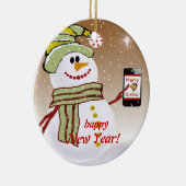 Schneemann-Mobiltelefon Keramikornament (Rechts)