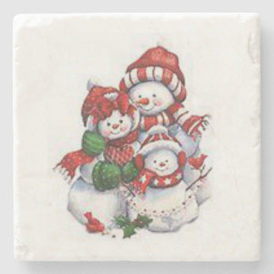 Schneemann Murmel Stein Untersetzer Weihnachten