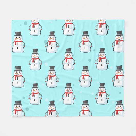 Schneemann nahtloses Muster Fleecedecke (Vorderseite (Horizontal))
