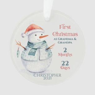 Schneemann Neue Großeltern Erstes Weihnachten Ornament