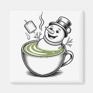 Schneemann nimmt Badewanne an Macha Weihnachten Magnet