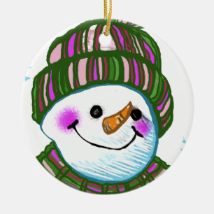 Schneemann-Oma benutzerdefinierter Namensschmuck Keramikornament