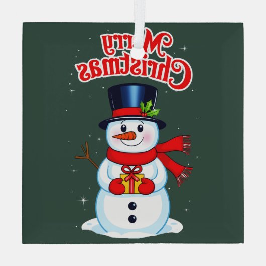 Schneemann Ornament Aus Glas (Rückseite)