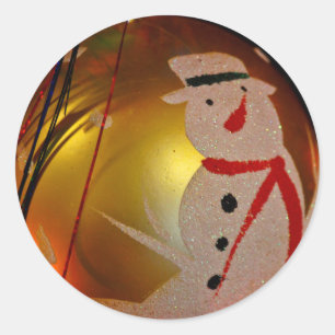 Schneemann-Ornament mit Frost-Effekt Runder Aufkleber