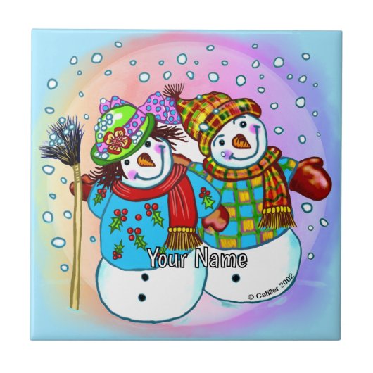 Schneemann-Paar Fliese (Vorderseite)