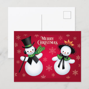 Schneemann-Paar Frohe Weihnachten Postkarte