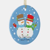 Schneemann-Paare unsere erste Weihnachtsverzierung Keramikornament (Rechts)