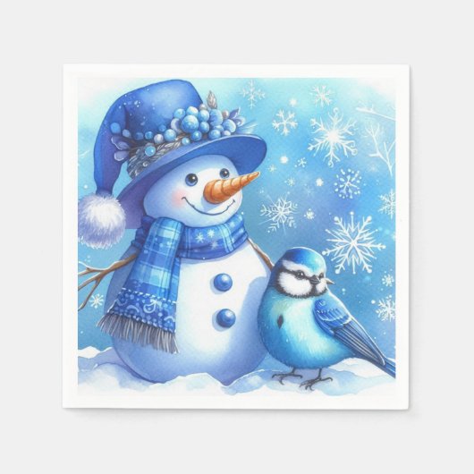 Schneemann-Papier-Tischdecke Serviette (Vorderseite)