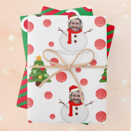 Schneemann-Papierblätter für personalisiertes Foto Geschenkpapier Set