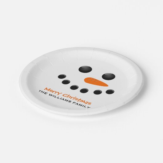 Schneemann Pappteller (Schrägansicht)