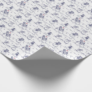 Schneemann-Parade-Toile - blau Geschenkpapier