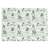 Schneemann-Parade-Toile - grün Große Geschenktüte (Rückseite)
