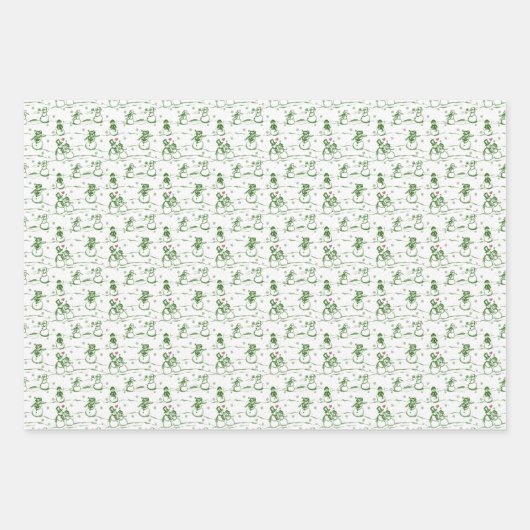 Schneemann-Paradetoile - blau-grün Geschenkpapier Set (Vorderseite)